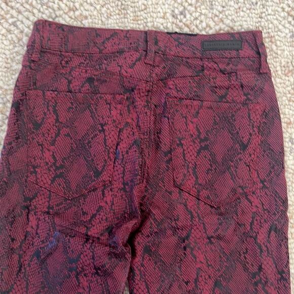 Sanctuary Denim Ankle Skinny Jeans Red Black Snake Coated Pants 27 Y2K Goth - Picture 9 of 12